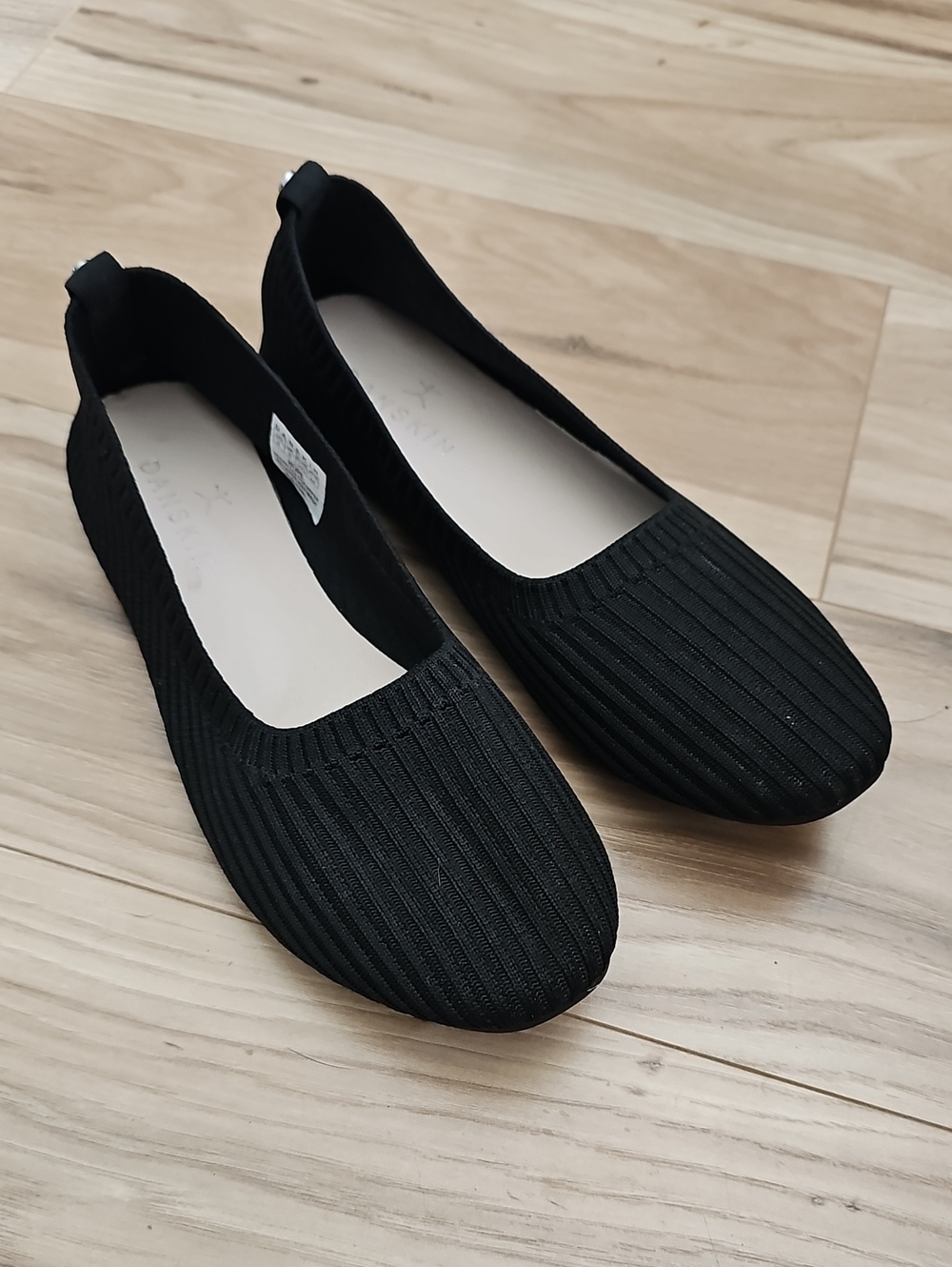 Black Ribbed Ballet Flats - Comfortable Women’s Slip-On